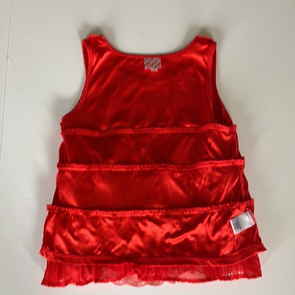 Brilliant orange red scalloped top with ruffles and shimmer!!! Shake it up!! - Picture 7 of 10